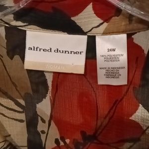 NWOT alfred dunner multi-colored 3/4 sleeve blouse w flared cuffs Size 18W
